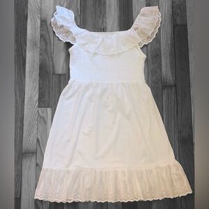 Smocked White Eyelet Dress